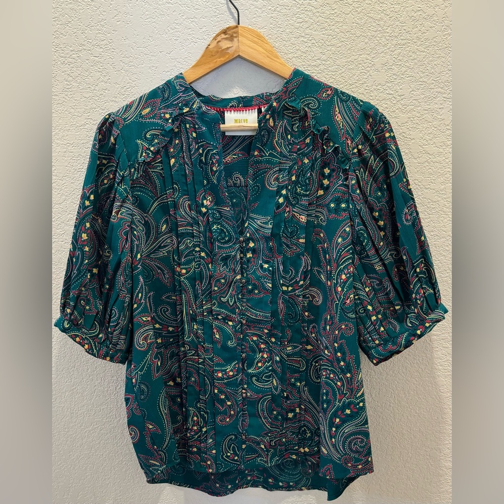 Maeve by Anthropologie Liliana pleated button down shirt  size L